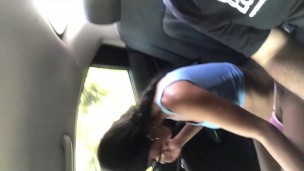 HOT SPANISH MILF SURPRISED MASTURBATING MY PUSSY IN THE CAR - RISKY AMATEUR SEX
