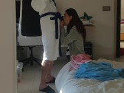 Amateur milf blowjob after the shower
