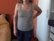Stepmother shows off and masturbates in front of me and I cum on her big ass