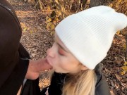 Risky And Quick Sex in The Forest. Hot Step Sister Gives a Blowjob in Public.