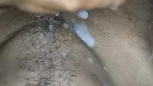 My stepson gives me six big loads in my hairy pussy, full of cum and handjobs.