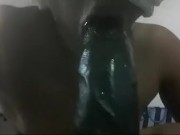 Campus girl sucking dildo talking with boy friend.