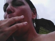 Masturbation on the beach talking Spanish