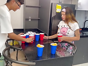 I play a sex game with my stepsister and end up fucking her hard and cumming on her delicious tits.